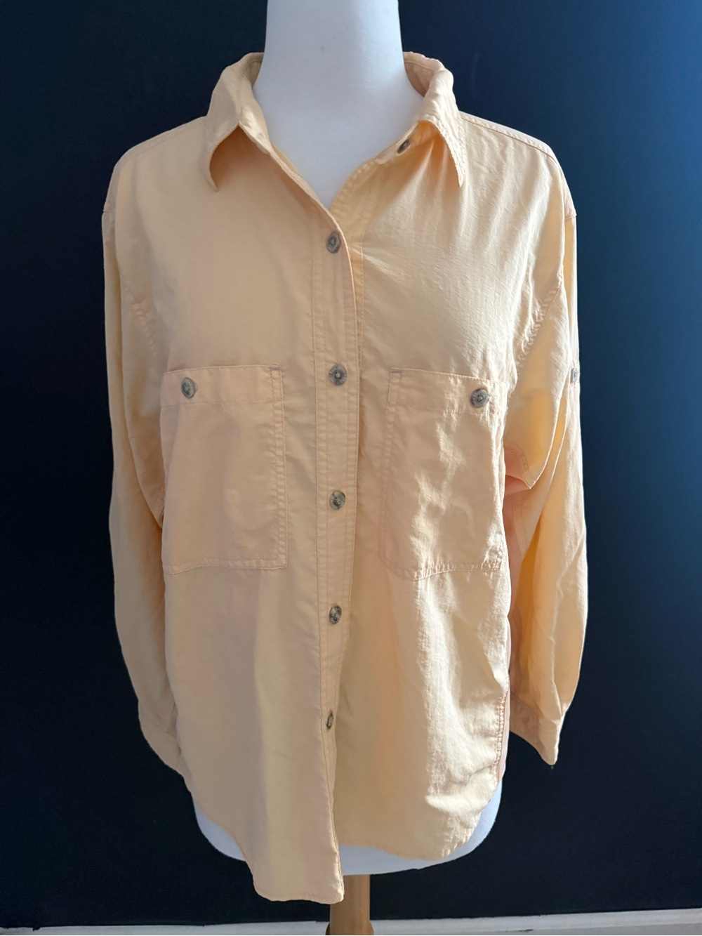 Rail Riders Women's Nylon Insect Shield Repellent Apparel Light Peach Button top